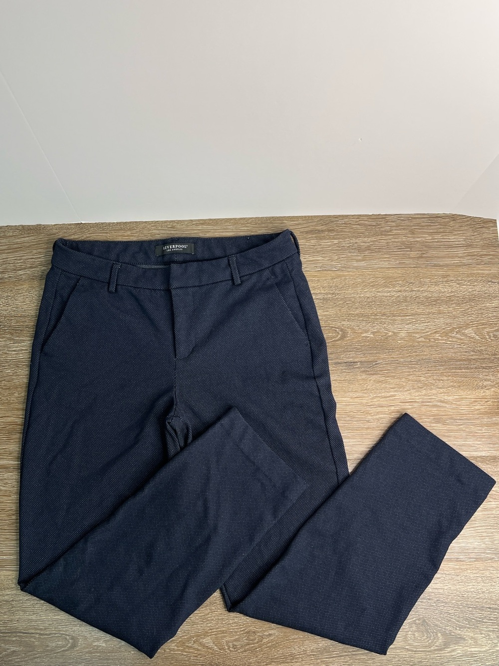 Liverpool Los Angeles Navy Textured Trouser Pants Size 10/30